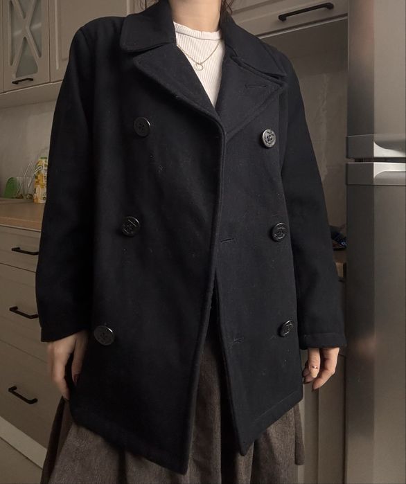 Zara plaszczyk wekniany granatowy marynarski