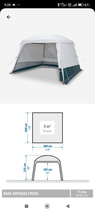 Przedsionek kempingowy QUECHA Arpenaz - 10 osobowy