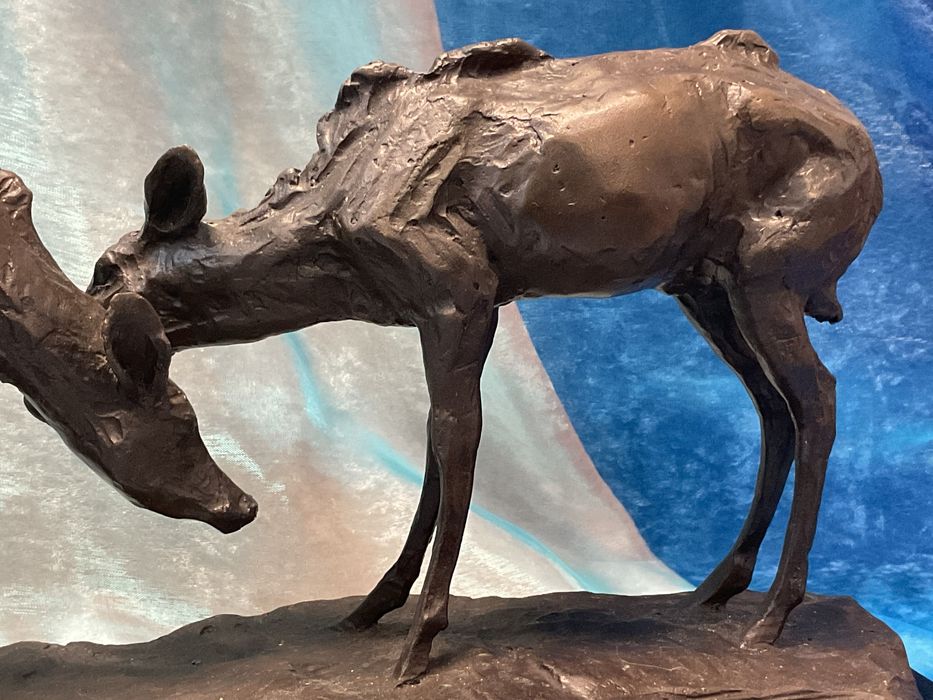 Escultura bronze gazelas 37x13x20 cm