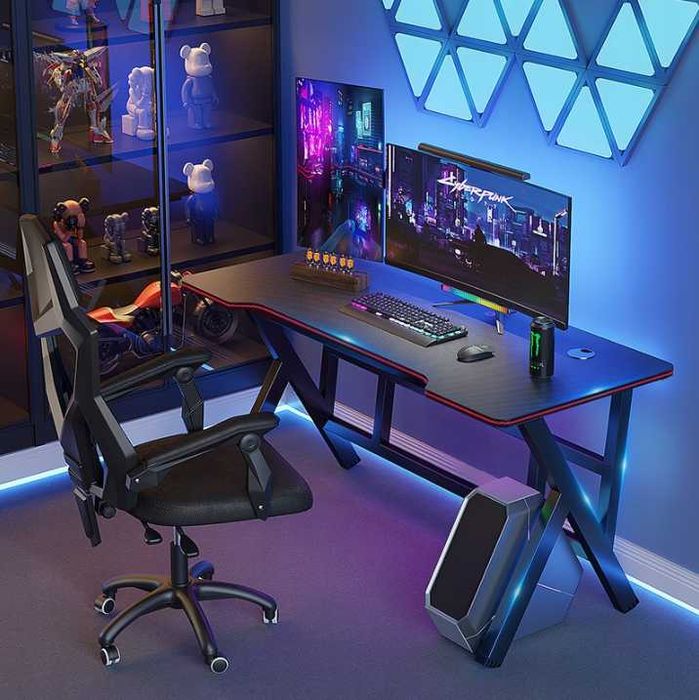 NOWE Biurko Gamingowe Komputerowe 120x60 Czarne Carbon Pod Laptop Monitor Dla Gracza Nauki Mocne Duże Stabilne