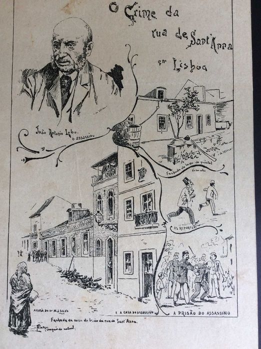 Um crime real na rua de Sant' Anna em Lisboa. Litografia do século XIX
