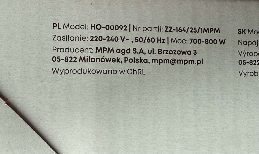 Opiekacz dla kanapek 800 watt Hoffen  (3 lata gwarancji)