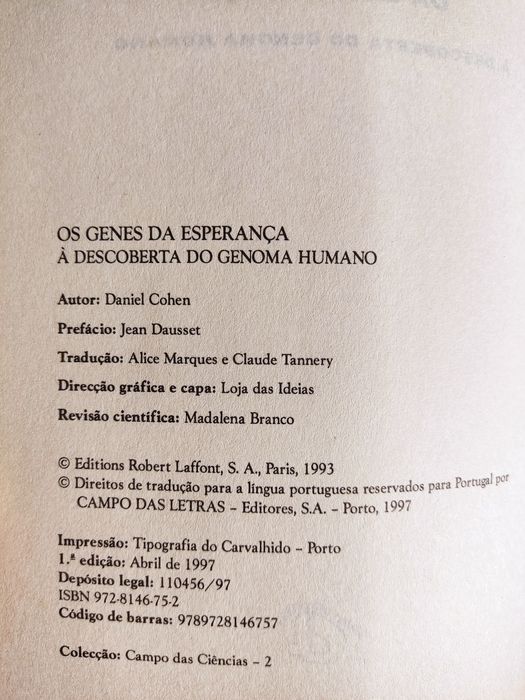 Os genes da esperança: à descoberta do genoma humano, de Daniel Cohen