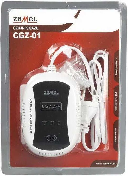 Nowy Czujnik  Sygnał Alarm gazu ziemnego LPG Zamel CGZ-01 GAZ GAS 230V