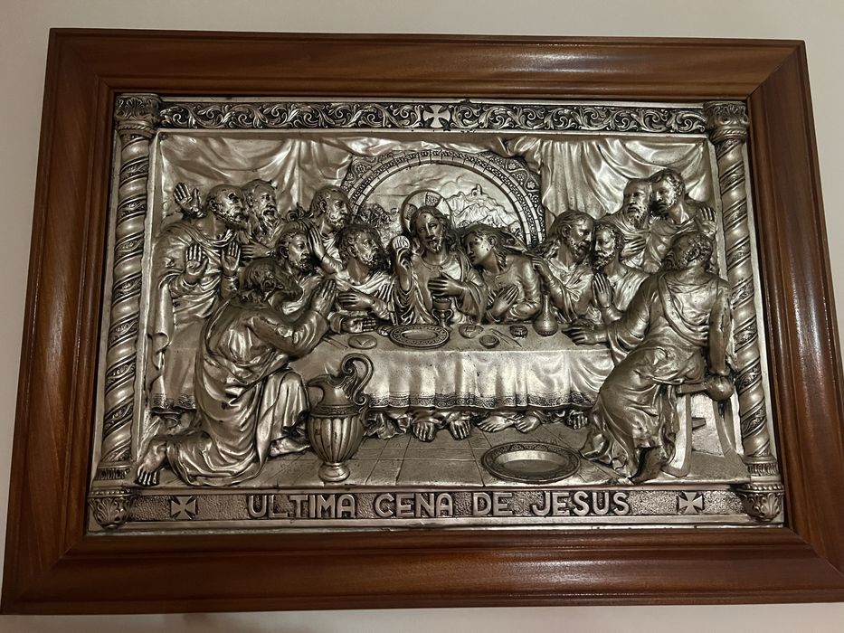 Quadro ultima ceia de cristo em estanho