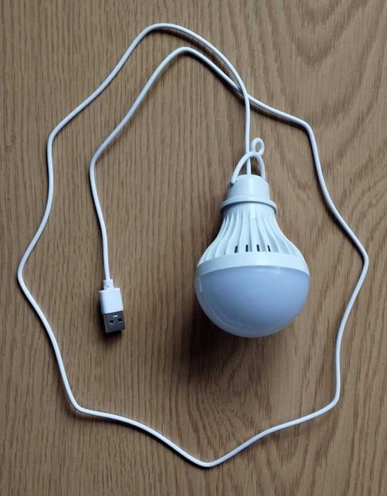 Лампа світлодіодна на шнурі з USB 7W біле світло кемпінг