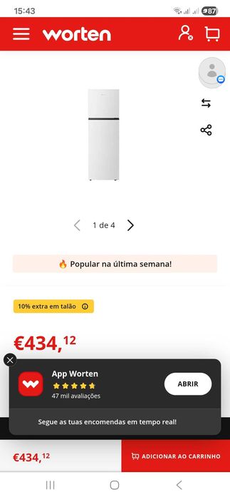 Vebdo Frigorifico Hisense   A+  excelente estado. Motivo mudança.