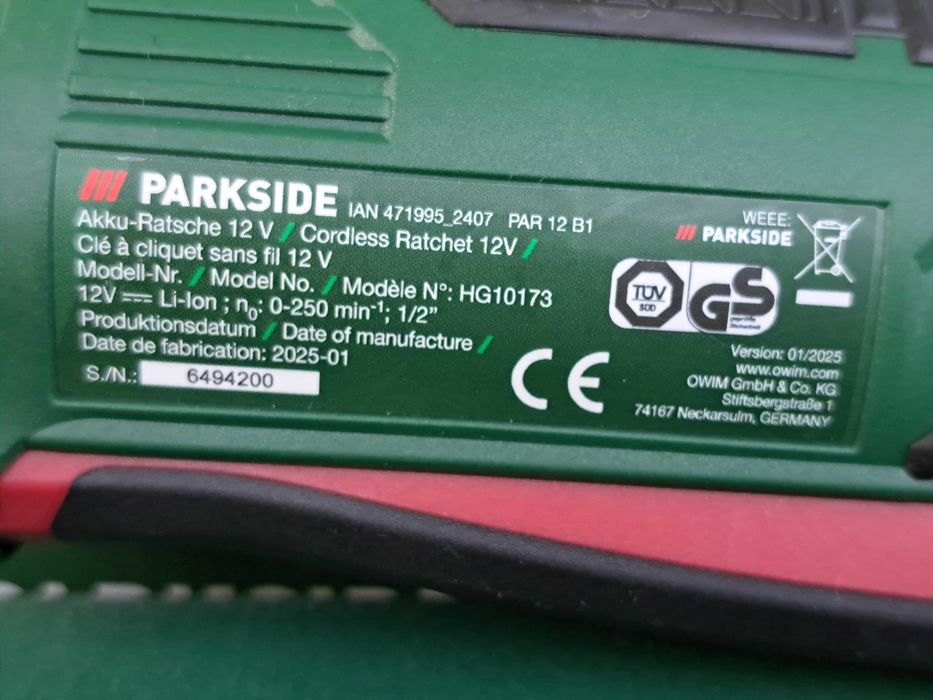 PARKSIDE Тріскачка ключ гайковерт акб