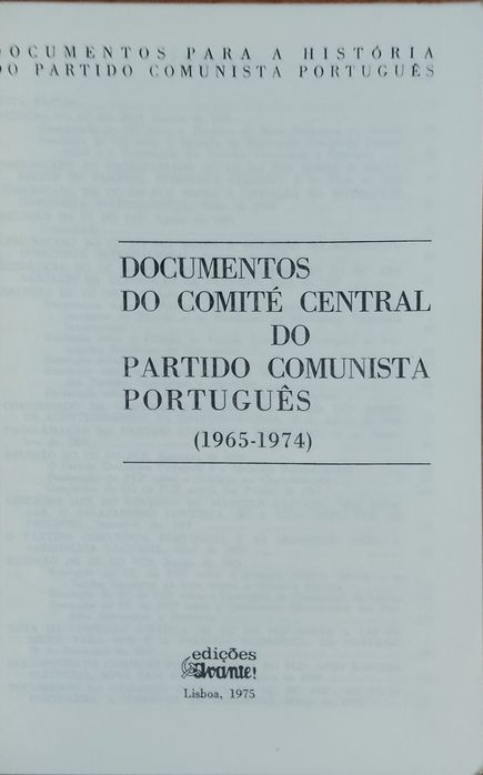 Documentos do Comité Central 1965/1974 ®1975