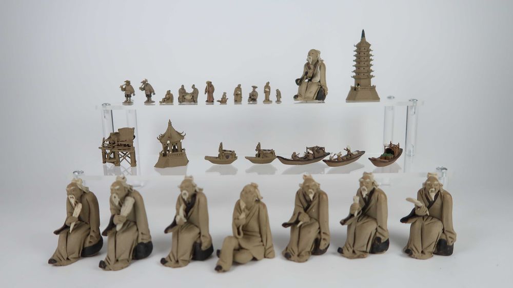 Miniature MUG, figuras argila China, antigas