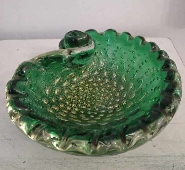 Vintage Murano miseczka , babelki kontrolowane , 24 k złoto