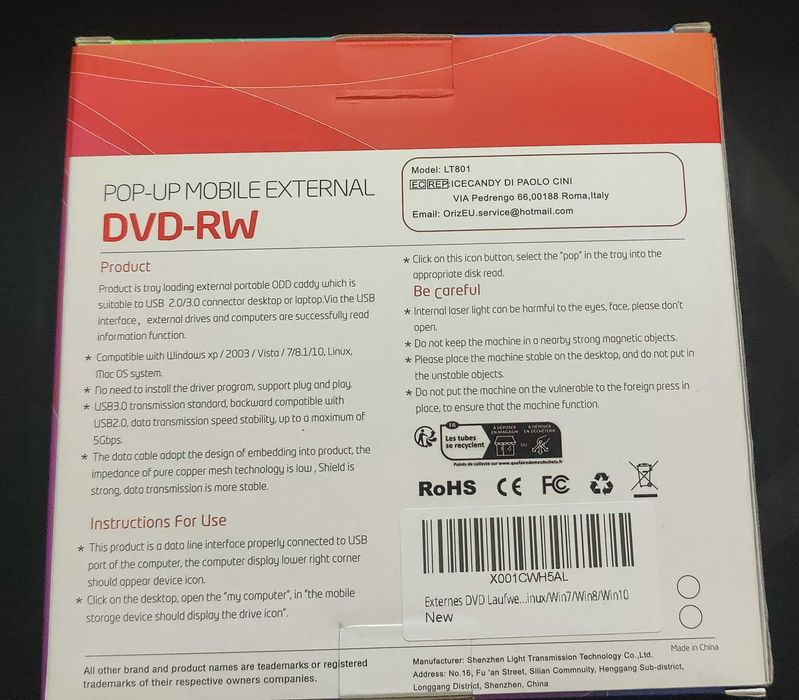 Antika Pop-Up Mobile External DVD RW USB 3.0