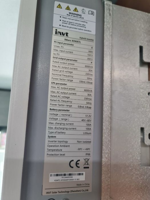 Гібридний інвертор 6 кВт 48V | 1 фаза | INVT XD6KTL | В наявності