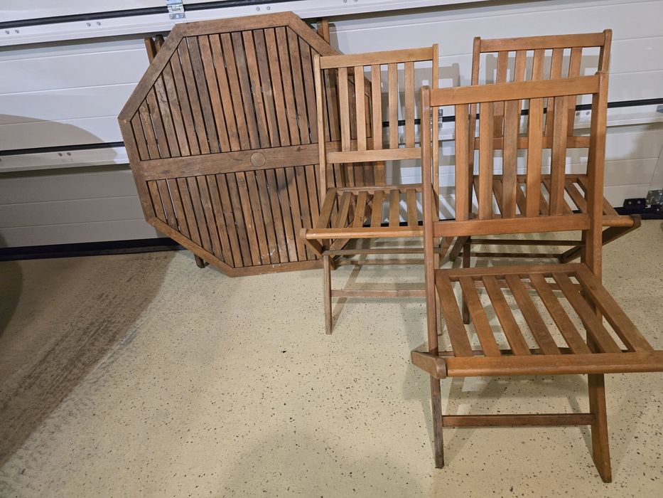 Stół składany 3 krzesła składane ogrodowe drewno akacjowe