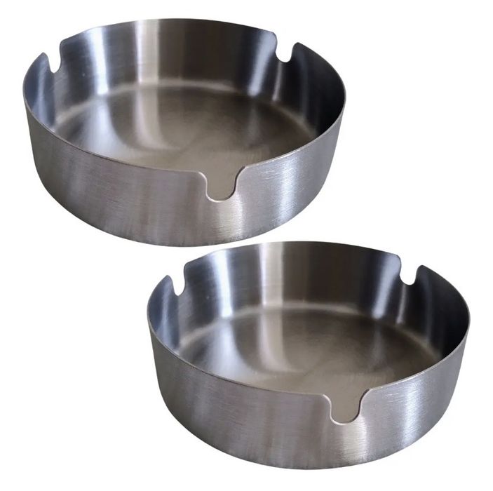 Kit 16 Cinzeiros Aço Inox Redondo 10cm Mesa Bar e Hotel