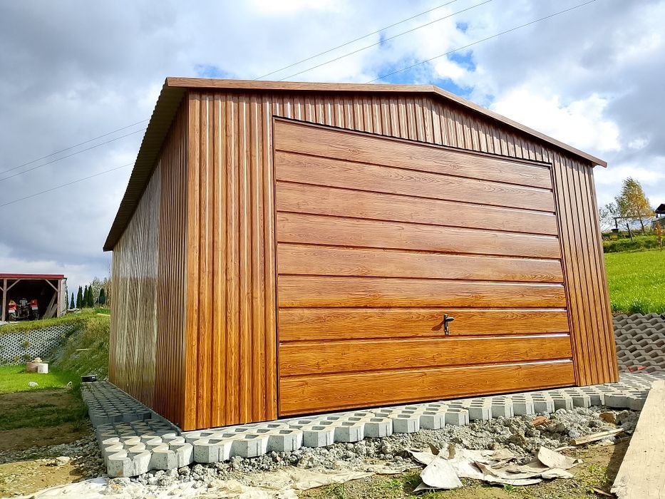 Garaż 4x5 drewnopodobny garaże blaszane blaszak