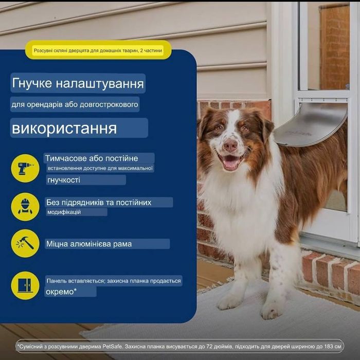 Дверцята для кота, собаки в розсувні двері від PetSafe