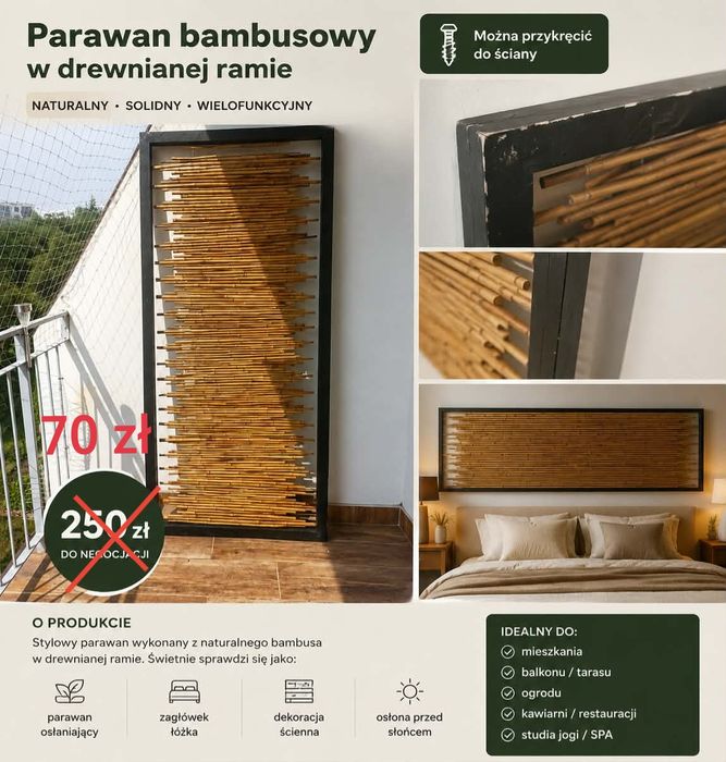 Parawan zagłówek bambus drewno