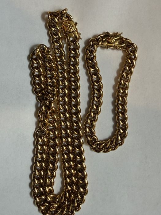 Cuban combo stal + pozłacane 14k złotem