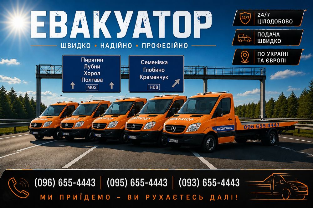 Евакуатор Пирятин Лубни Хорол Гребінка эвакуатор 24/7