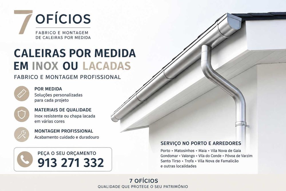fabrico e montagem de caleira e telhados Porto - VN GAIA