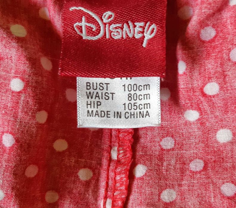 Czerwone szorty w białe i różowe kropeczki Disney rozm. 14