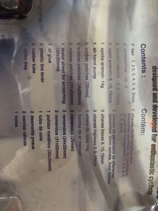 Kit de ferramentas para bicicleta NOVO