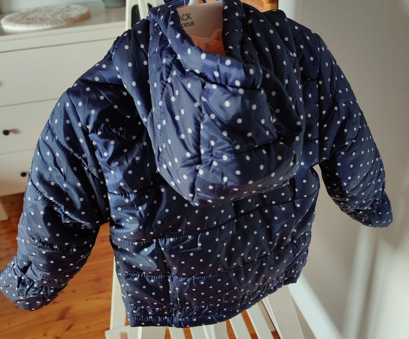 Granatowa kurtka zimowa w groszki dziewczęca r 74 lupilu