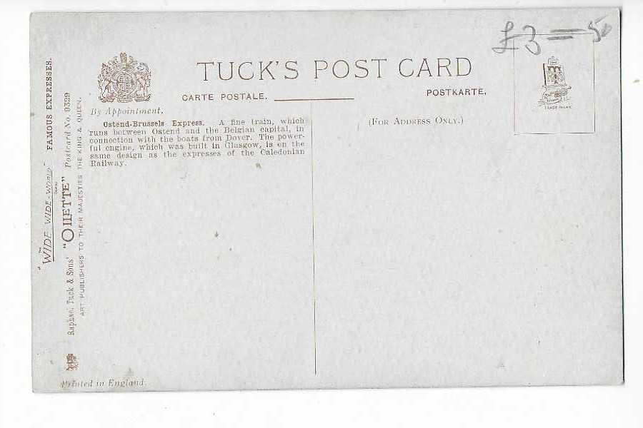 CA Ostend-Brussels Express. Tuck. Oilette