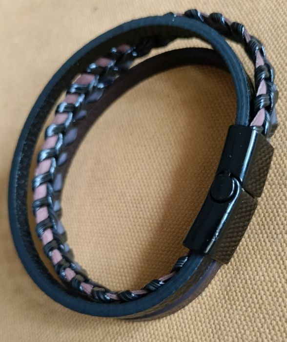 Męska bransoleta skórzana rzemień rzemyk 19 cm