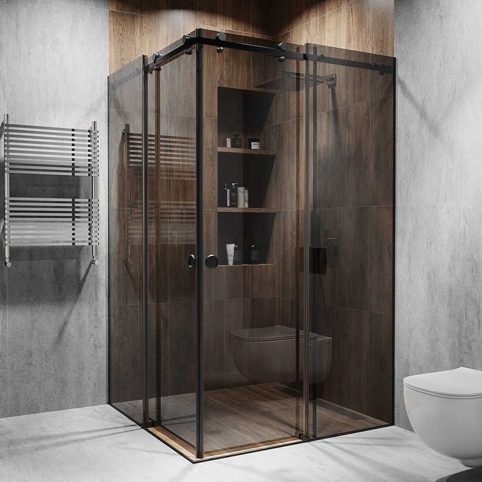 Кутова розсувна душова кабіна під замовлення|Скло+ фурнітура в кольорі