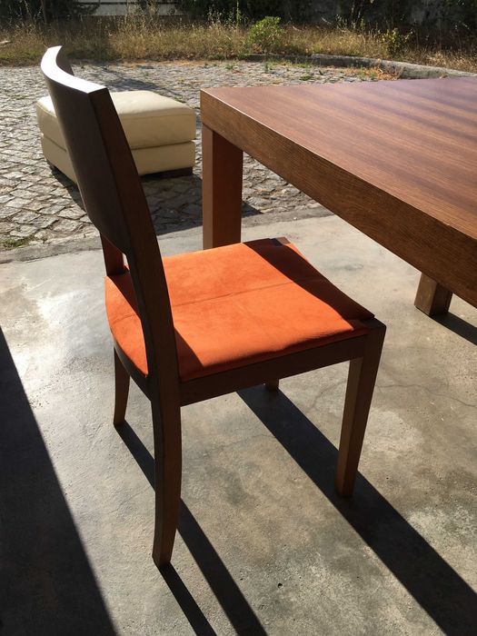 Table and Six Upholstered Chairs (Orange Color)64751798714370121