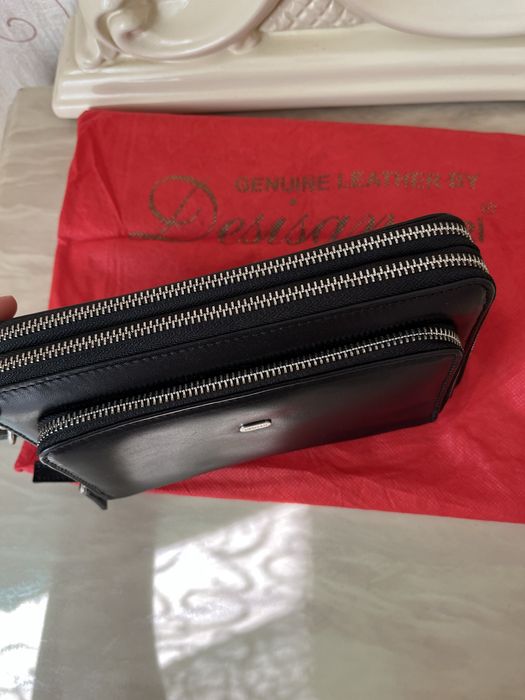 Мужской черный кожаный клатч DESISAN