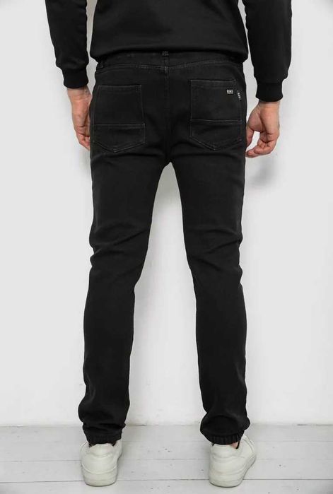 Джинсы мужские на резинке утепленные, цвет черный