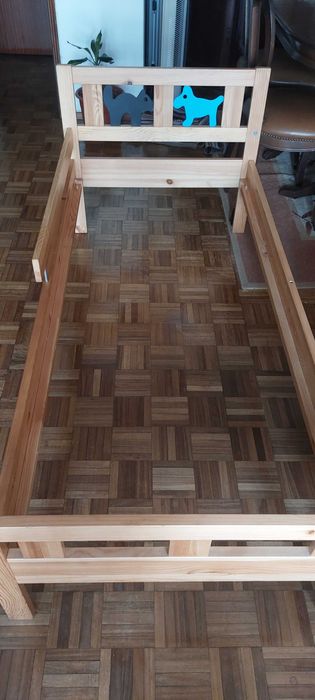 Cama criança c/estrado ripas, faia, 70x160 cm + Colchão de espuma