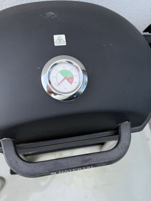 Barbecue Elétrico NATERIAL Premium com Carrinho, Termómetro e Mesas Laterais