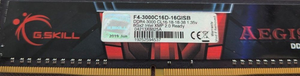 Ram ddr 4 2x8gb  g.skill aegis
