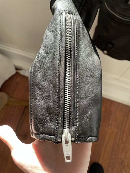 Biker preto 100% pele para homem Zara