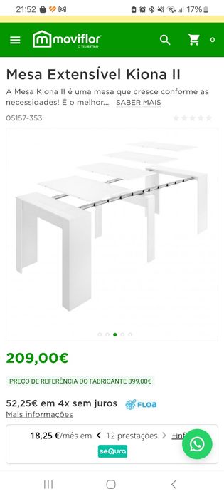 Mesa extensível branca