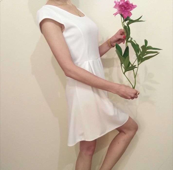 Biała sukienka z plisami tenis style white dress Balerina pleated dres