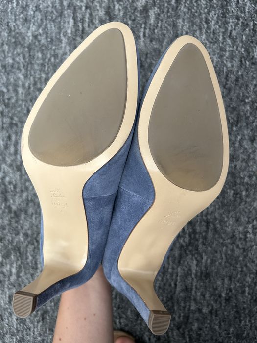 Szpilki_czółenka Högl zamszowe niebieskie rozm.37