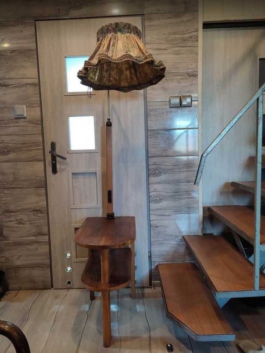 Lampa podłogowa,stojąca,art deco,drewniana