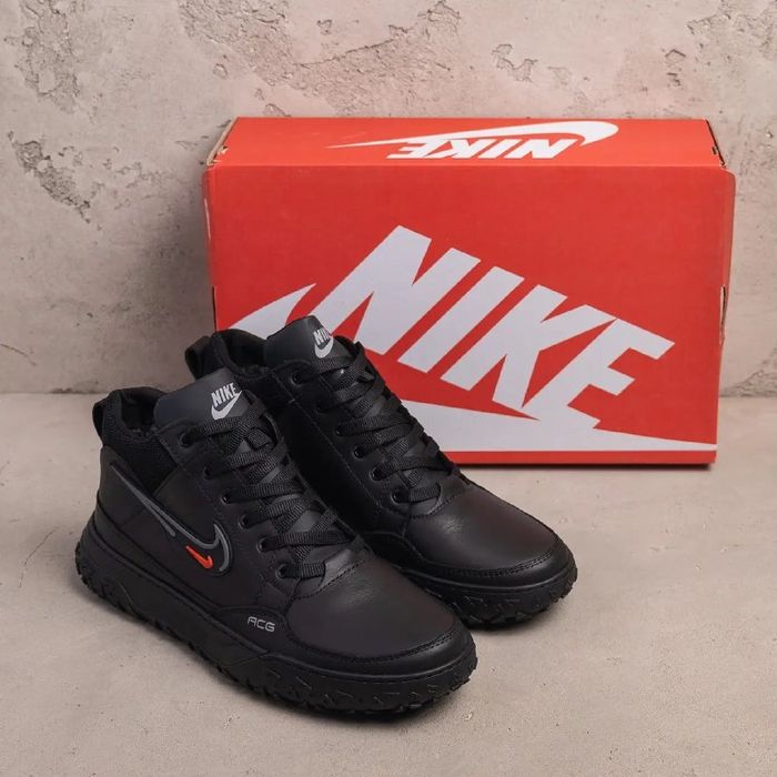 Зимові кросівки чоловічі шкіряні на хутрі Nike Acg Black 40-45р