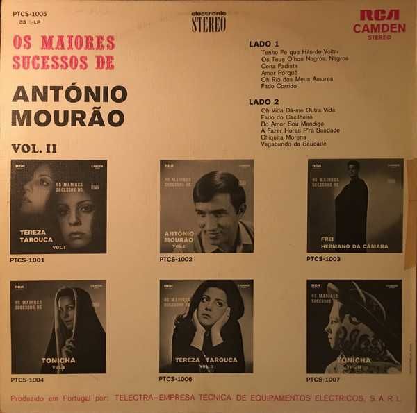 Disco de Vinil - Os maiores sucessos de António Mourão