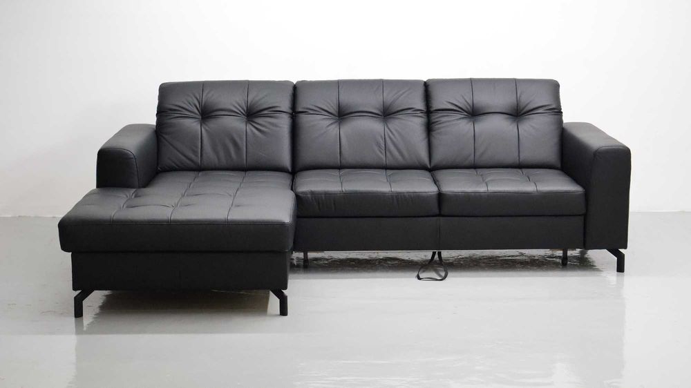 TLJ Narożnik funkcja spania skóra naturalna pojemnik regulowane zagłow