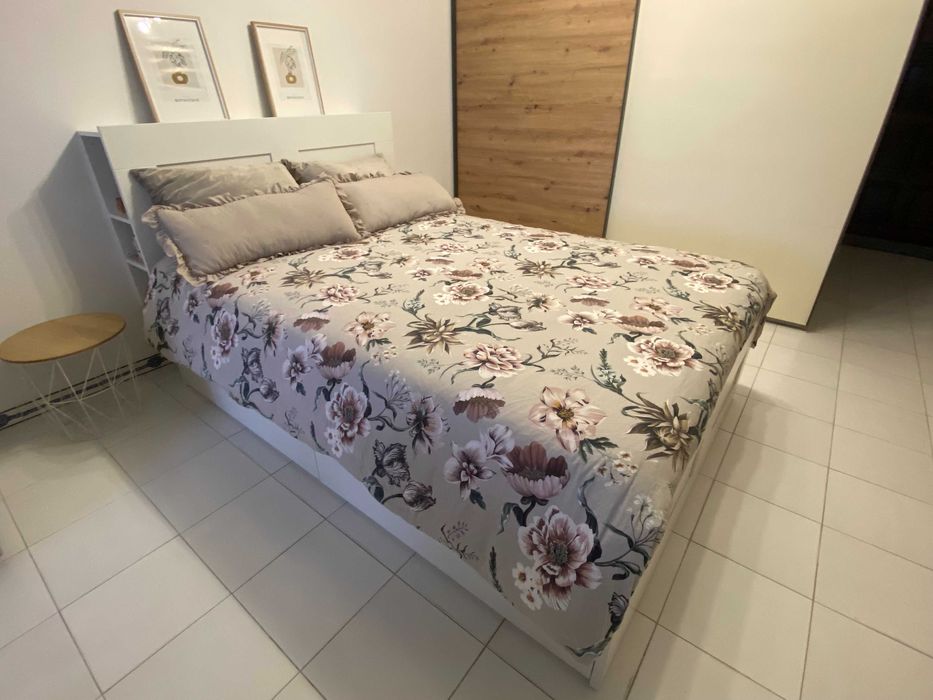 Cama c/arrumação e cabeceira - branca - Brimnes IKEA