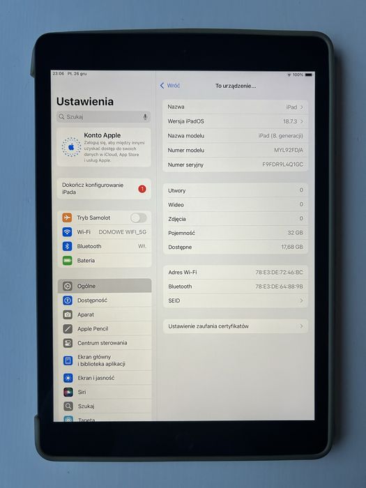 Ipad 8 generacji, 32GB