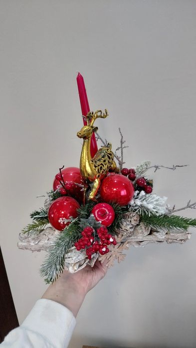 Świąteczny stroik na stół komodę ze świeczką home&you