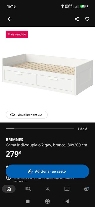 (reservado)Cama individual dupla c/duas gavetas IKEA com dois colchões ikeaBRIMNES