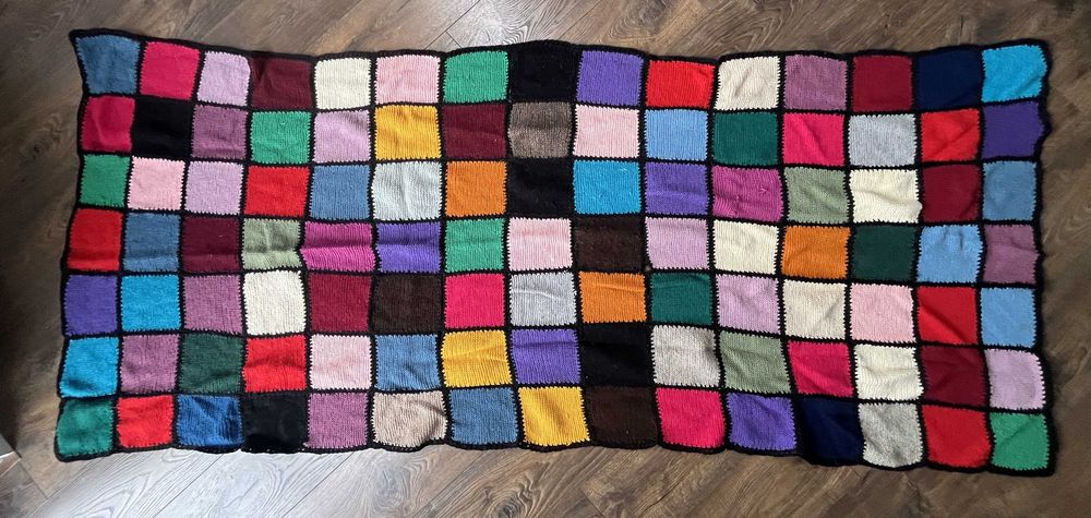 Narzuta na fotel kanapę łóżko kolorowa 220cmx100cm wełniana handmade